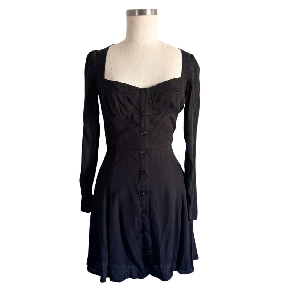 Reformation long sleeve black Milla mini dress - size 6